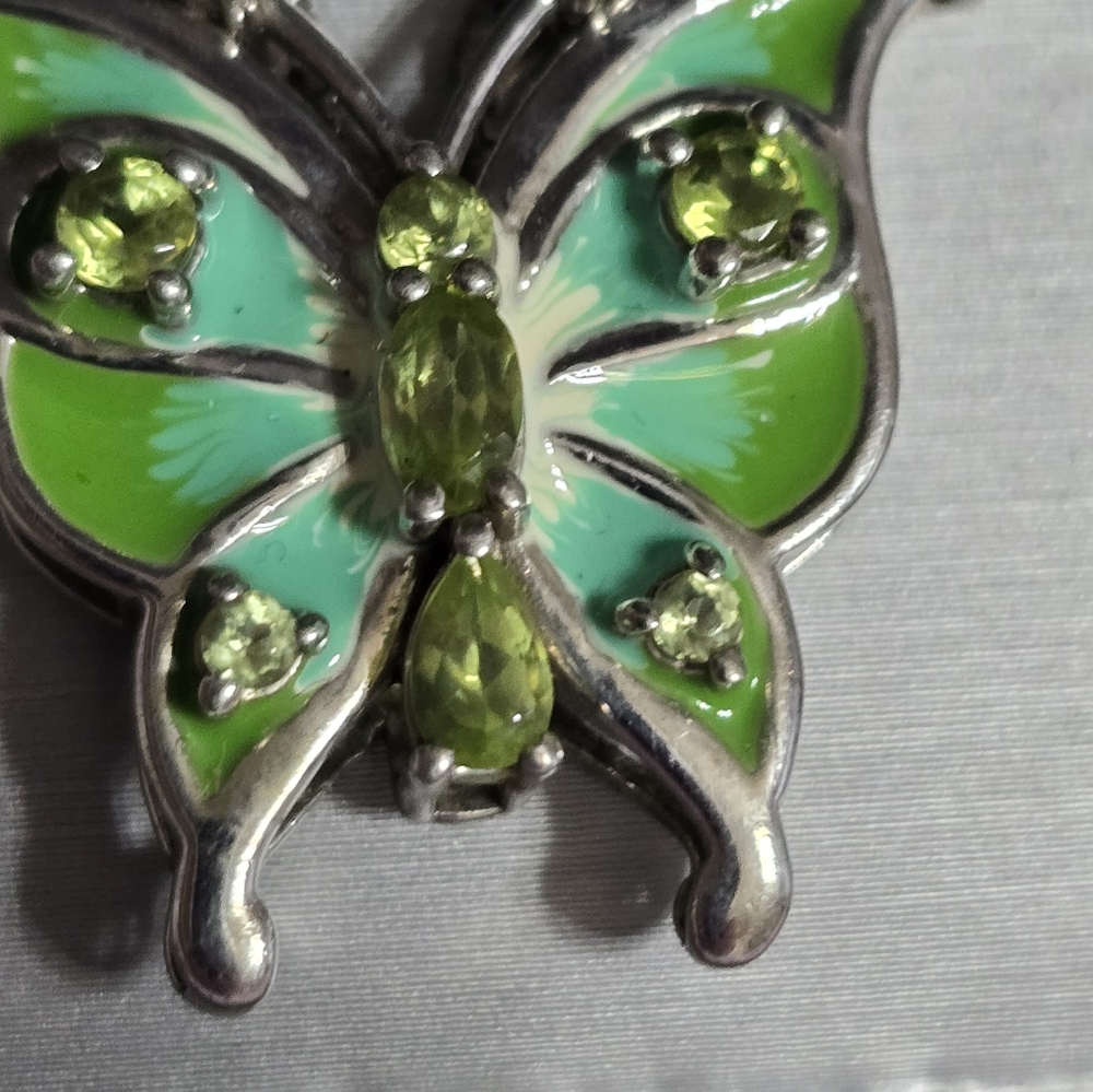 Kay Jewelers Sterling Silver Peridot Butterfly Necklace Alwand Vahan - Picture 6 of 9